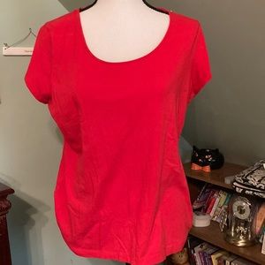 Ladies red short sleeved top size large